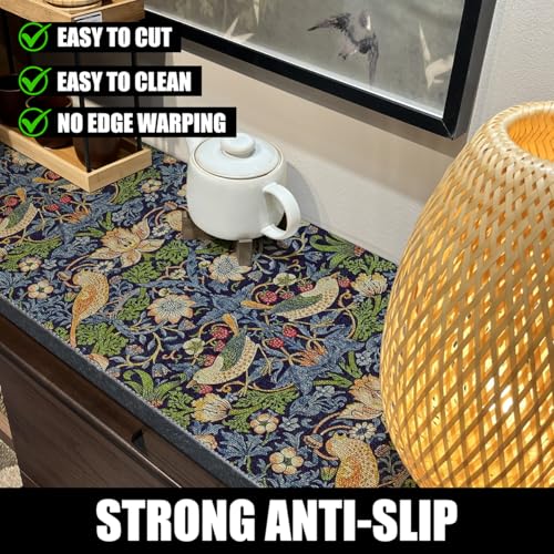 Non-Adhesive Bird Floral Shelf Liner - 12in x 10ft Waterproof