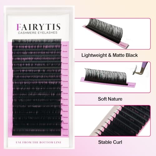 FAIRYTIS Cashmere Lash Extensions Matte Black Individual Eyelashes Tray
