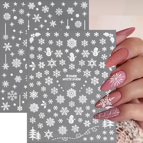 8 Sheets 3D Snowflake Christmas Nail Art Stickers Self-Adhesive Winter Decals