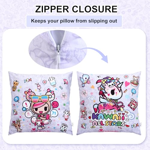 tokidoki Kawaii All Stars 18x18 Inch Pillowcase Set - 2 Pack