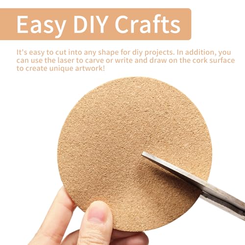 6 Self-Adhesive Cork Rounds for DIY Coasters - 3.74" x 2MM Thick