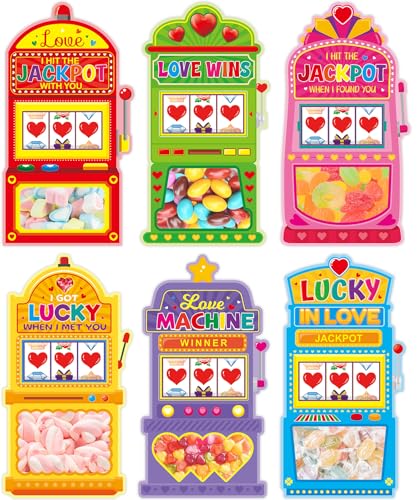 Fancy Land 24Pcs Kids Valentine's Day Slot Machine Cards with Treat Bags