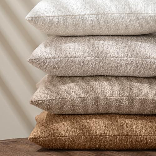 MIULEE 20x12 Inch Beige Boucle Lumbar Pillow Cover - Pack of 1
