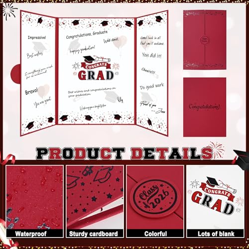 2026 Graduation Guest Book Alternative - Black & Red Signature Book