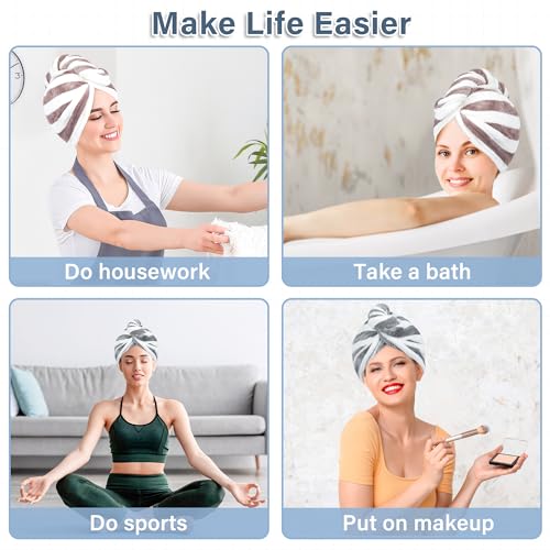 YiRayon Microfiber Hair Towel Wrap 2pcs - Super Absorbent Turban for Curly Long Hair