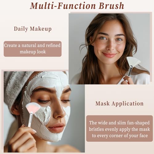 Zoolinn Facial Fan Brushes Set of 6 - Soft Face Mask Applicator Brushes