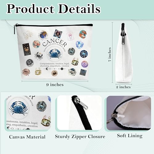 Beshoul Cancer Zodiac Makeup Bag Canvas Travel Cosmetic Pouch