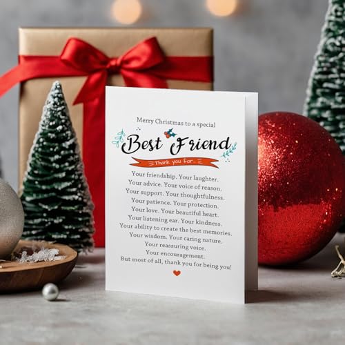 Merry Christmas Card for Best Friend - Holiday Thank You Note
