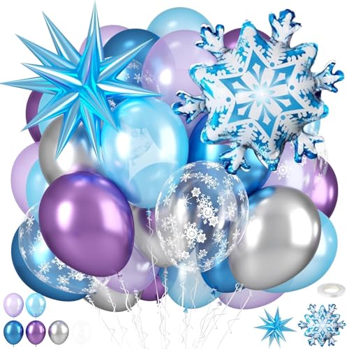 Frozen Balloons Pack - 12 Inch Blue & Purple Winter Party Decor