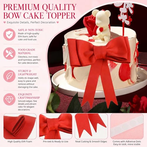 Oversized Red EVA Foam Bow Cake Topper for Birthdays & Parties