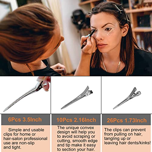 42Pcs Metal Hair Styling Clips Set - Silver Duckbill & Alligator Pins with Storage Case