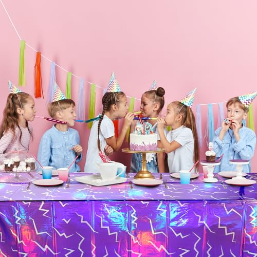 Iridescent Kpop Purple - 3 Pack 54x108 Inch Plastic Tablecloths for Parties