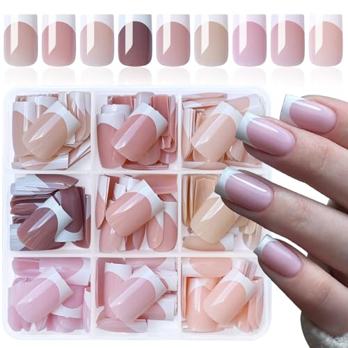 LoveOurHome Medium Square French Tip Press On Nails Kit