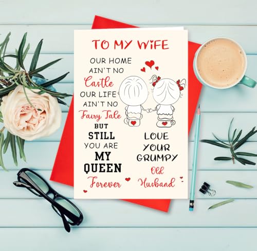 Romantic Anniversary Card for Wife - Elegant Greeting Card