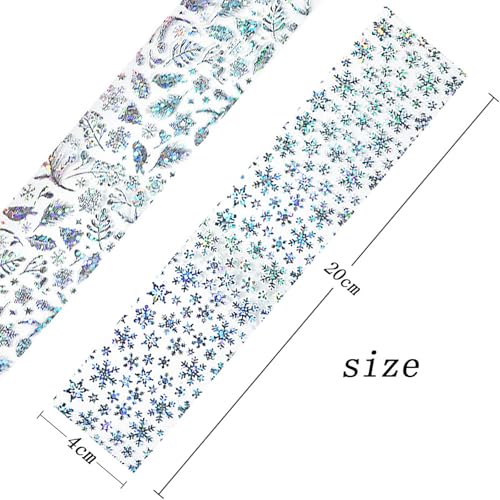 Christmas Aurora Nail Foil Transfer Stickers - 10 Sheets Holographic Winter Snowflakes & Trees DIY Manicure Decals