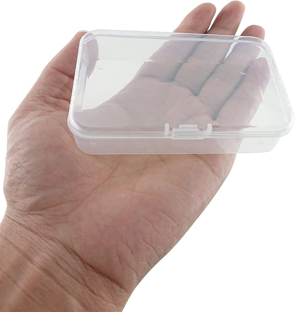 MFDSJ Mini Plastic Storage Containers - 12 Pcs Clear Rectangle Boxes with Lids | 3.5x2.4 Inches for Small Items, Crafts