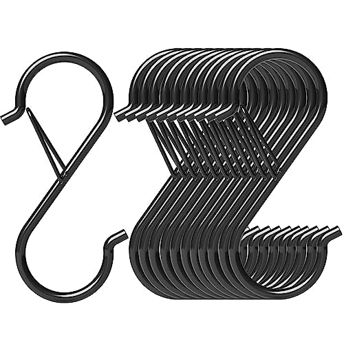 HEDGBOBO 12 Pack 3.5" Heavy Duty Metal S Hooks with Safety Buckle