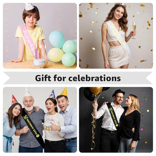 60th Birthday Sash for Men - Satin Black Gift for Him