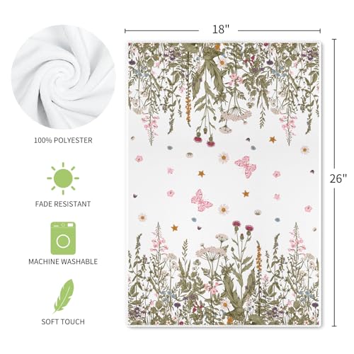 Spring Floral Kitchen Towels Set of 2 - 18x26 Inch Butterfly Design