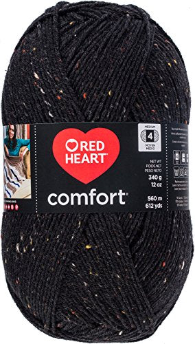 Red Heart Comfort Yarn - Black Fleck, 867 Yards, Medium Worsted