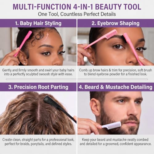 BBTO 5-Piece Double-Sided Edge Hair Brush and Comb Set