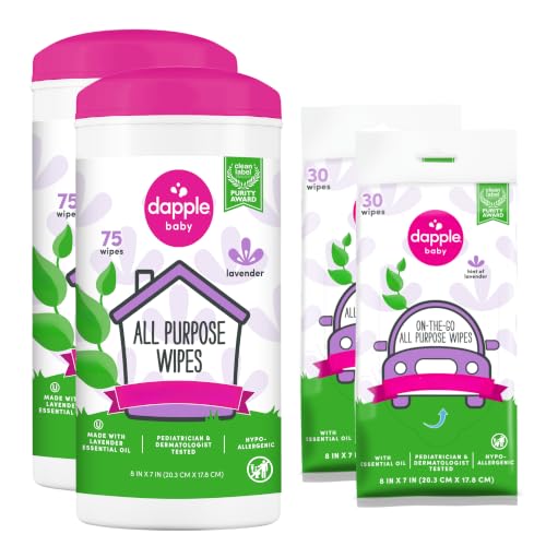 Dapple Baby All-Purpose Cleaning Wipes, Lavender, 210 Count Multipack
