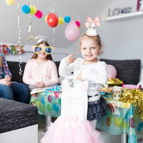 Pink Glitter Birthday Hat for 1 Year Old Girl - Bow Theme