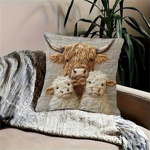 Alpaca & Cattle Themed Throw Pillow Covers - 2 Pack Soft Velvet