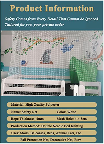 Bunk Bed Safety Netting for Kids & Pets - 0.5m x 1m, White