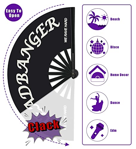 Large Handheld Rave Folding Fan - Head Banger Design for Parties