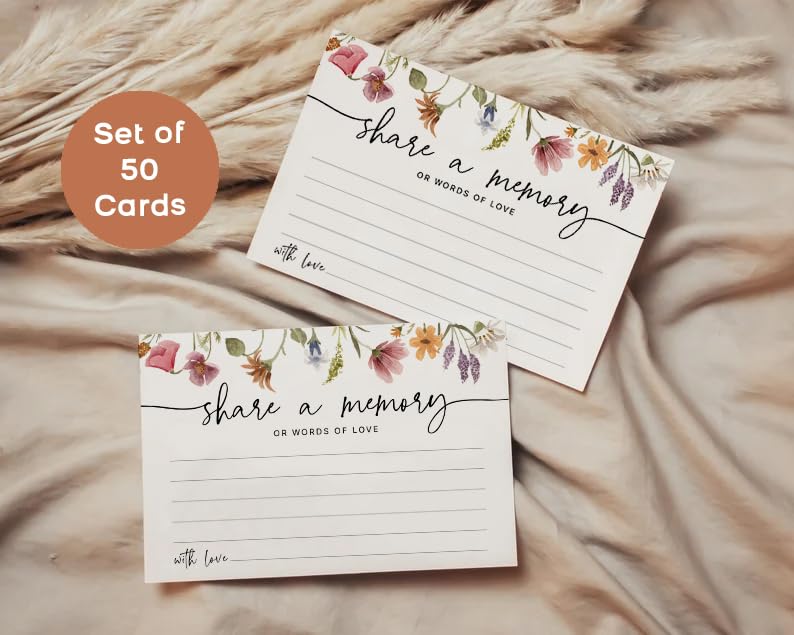 Share a Memory Cards - 50 Pack, 4x6 Wildflower Keepsake Cards for Events