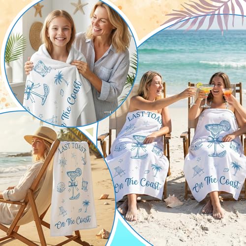 Coastal Bride Beach Towel - Last Toast on the Coast, 30x60 Inch