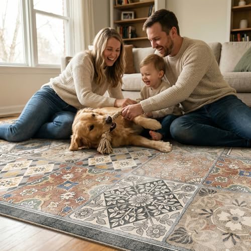NoiFamo 2x3 Washable Area Rug, Boho Non-Slip Low Pile Entryway Door Mat