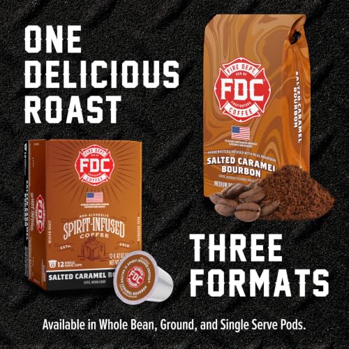 Fire Department Coffee Salted Caramel Bourbon Ground Coffee 12 oz - Infused, Veteran-Owned