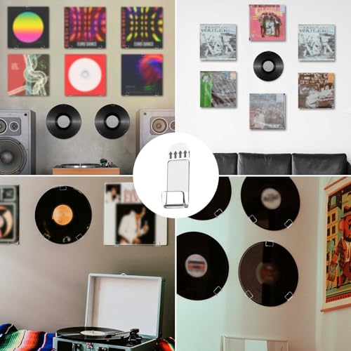 XIHIRCD 6pcs Acrylic Vinyl Record Display Stands - Wall Mount Holders