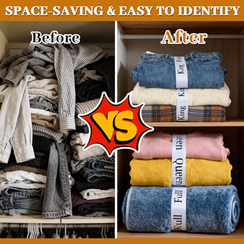 20 Pack Bed Sheet Organizer Bands - Elastic Size Labels for Storage