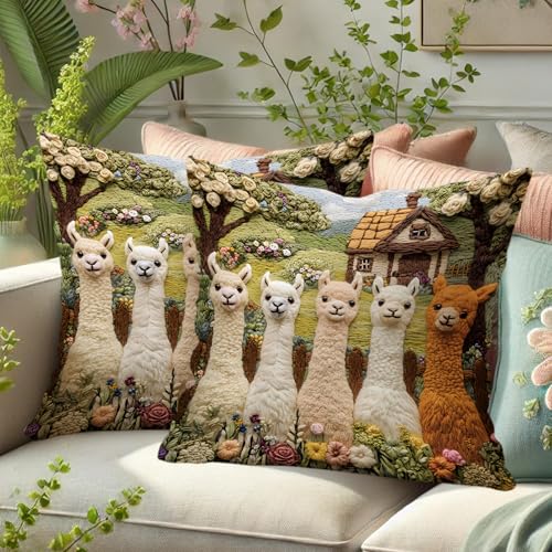 Llama Decorative Velvet Throw Pillow Covers, 20x20 Inch Set of 2