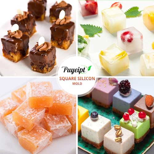 30-Cavity Silicone Cube Cake Molds - 2 Pack for Baking