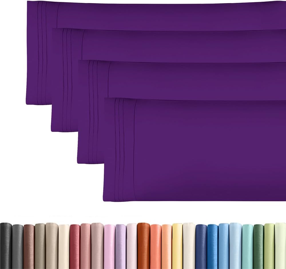 Skiennix Body Pillowcases Set of 4 | Soft 20x54 Long Pillow Covers for Comfortable Sleep - Purple