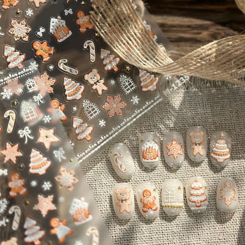 5D Embossed Christmas Nail Stickers Self-Adhesive Winter Decals