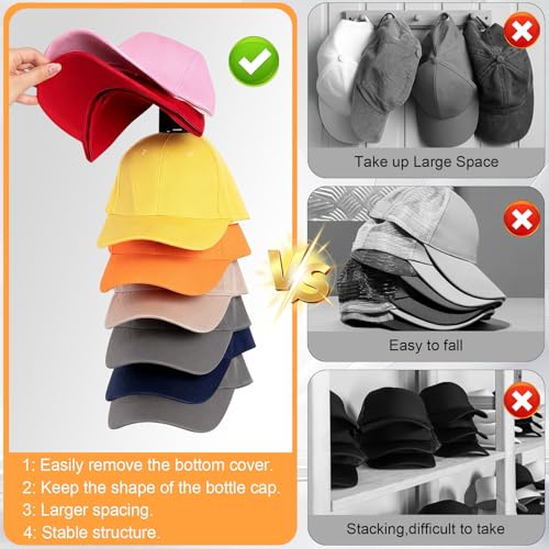 2 Pack Wall-Mount Hat Organizer for Baseball Caps - Space-Saving Rack