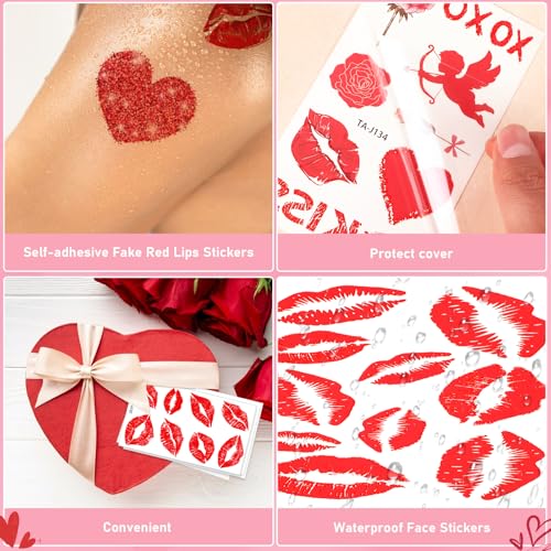 Red Lips Temporary Tattoo Stickers Sexy Lip Kiss Body Art 10 Sheets