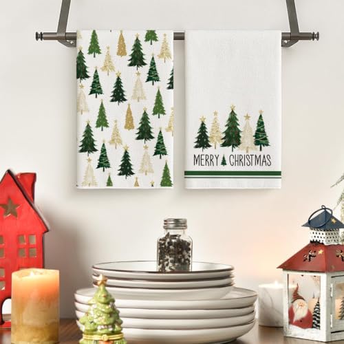 Christmas Kitchen Towels 4 Pack - Microfiber Dishcloths for Holiday Decor