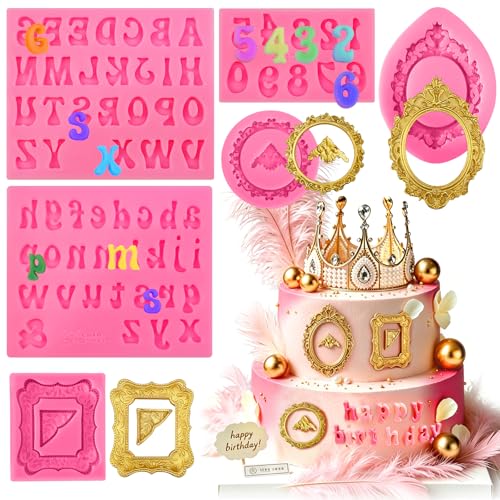 6-Piece Silicone Mold Kit: Baroque Picture Frames, Letters, and Numbers