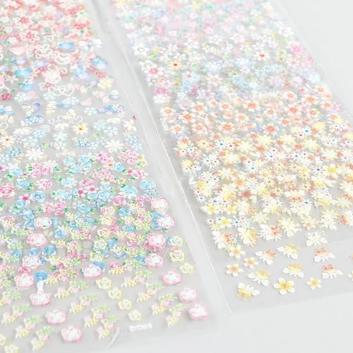 30 Sheets 5D Embossed Floral Nail Stickers Self-Adhesive Flower Decals