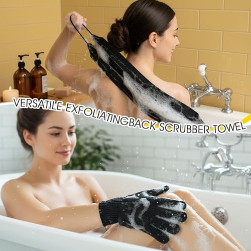 Sibba 3-Piece Exfoliating Body Scrubber & Bath Glove Set