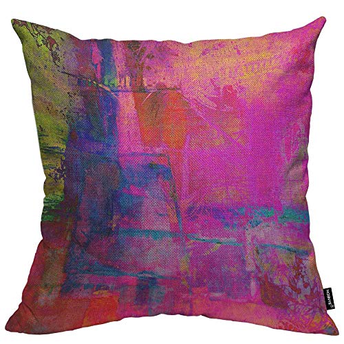 HOSNYE Abstract Art Throw Pillow Cover, Decorative Cotton Linen Cushion Case