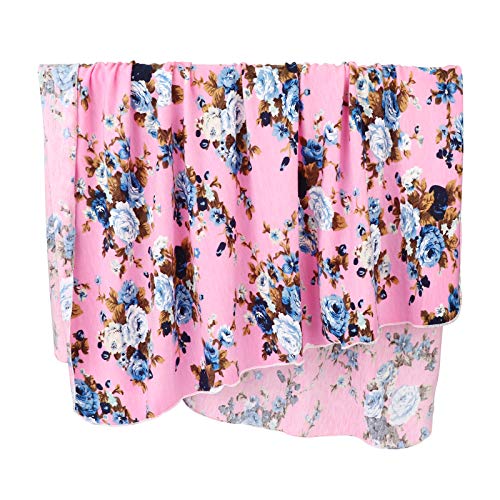 DRESHOW Newborn Floral Swaddle Blanket and Bow Hat Set - Classic Pink