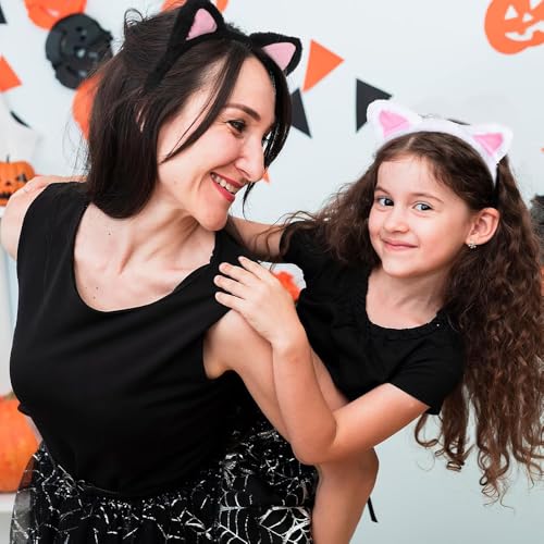 Black Cat Ears Headband Soft Furry Headwear for Cosplay and Parties