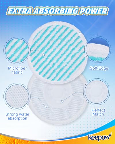 KEEPOW Mop Pads for PurSteam ScrubMaster - 4 Reusable Microfiber Pads